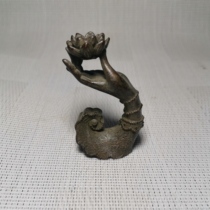 Antique antique copperware antique collection alloy imitation pure copper imitation copper Buddhas hand lotus backflow incense holder old object