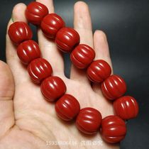 Antique Jade Antique collection Imitation Qing Dynasty old glass 15mm melon beads Ancient beads string Buddha beads Rosary beads Loose beads accessories