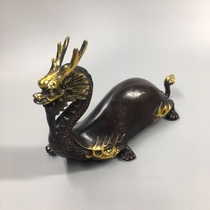 Antique copper antique collection antique brass imitation copper gilded mythical beast dragon turtle retro patinated desktop ornaments