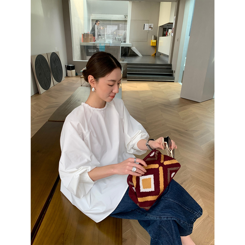 Gakee Official White Lace Collar Long-Sleeved Shirt for Women, New Autum Design, French Style Shirt