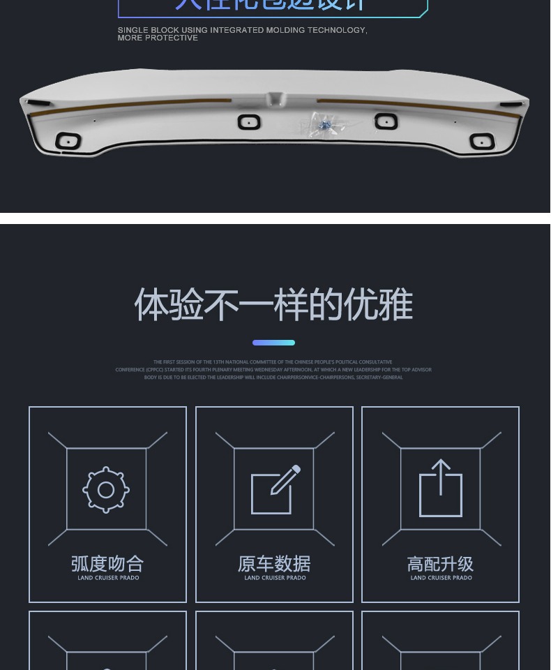 Áp dụng cho 08-19 Land Cruiser cánh đuôi FJ200 cánh cố định LC200 cánh lướt gió Sửa đổi xe ABS cánh lướt gió ô tô