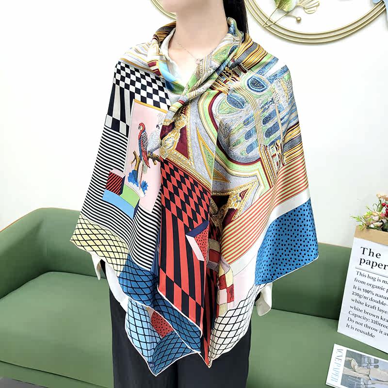 Shanghai Story Premium Silk Scarf 100% Silk Large Square Scarf 140 Mulberry Silk Large Shawl Satin Scarf Heavy