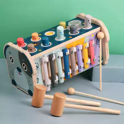 Wooden gopher children's multi-function toy 0-1 infant puzzle 2-3-6 years old baby early education beating large