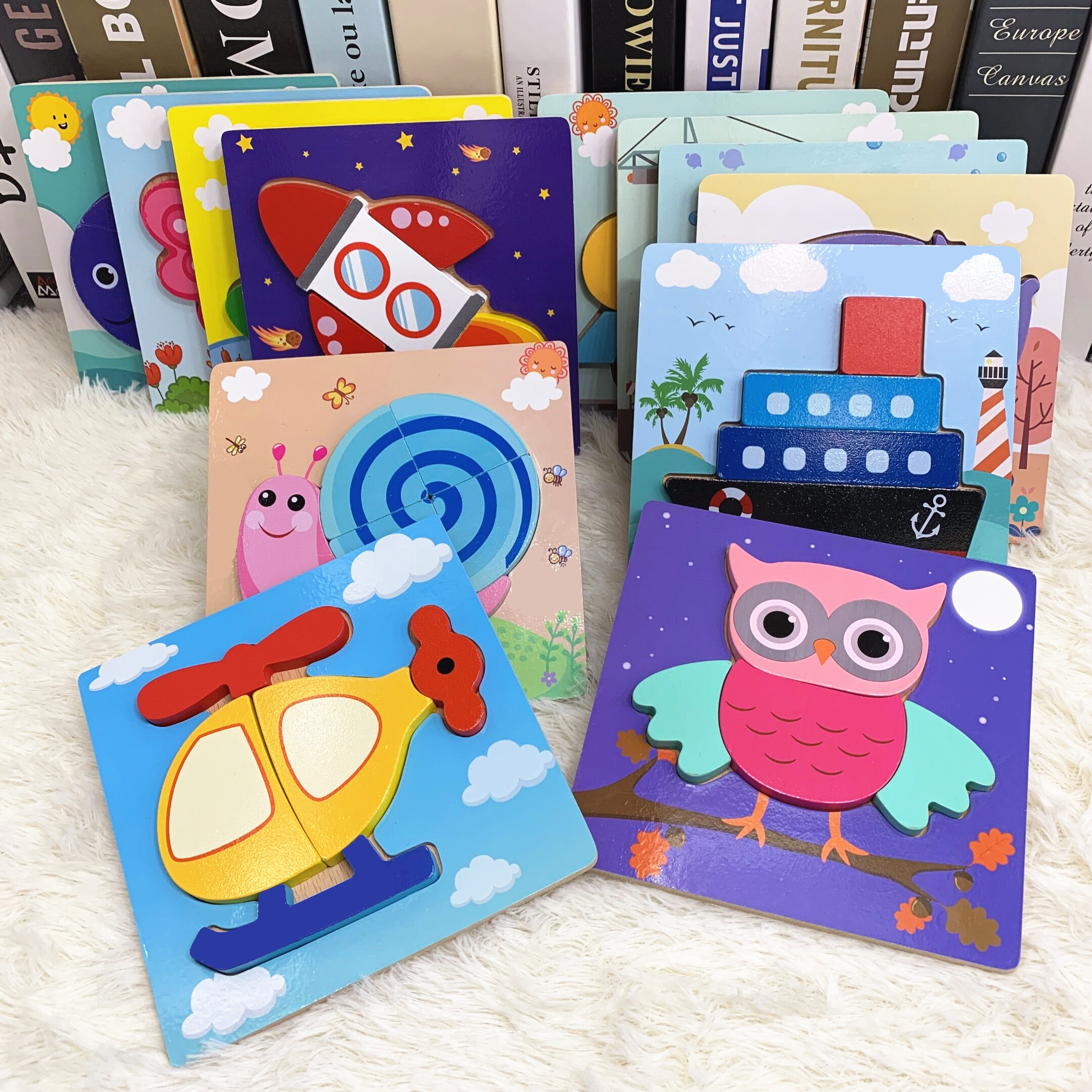 Baby Early Teach Wooden 3D Three-dimensional Jigsaw Puzzle 0-1-2-3-year-old Child puzzle toy male girl Zhi Li Development-Taobao