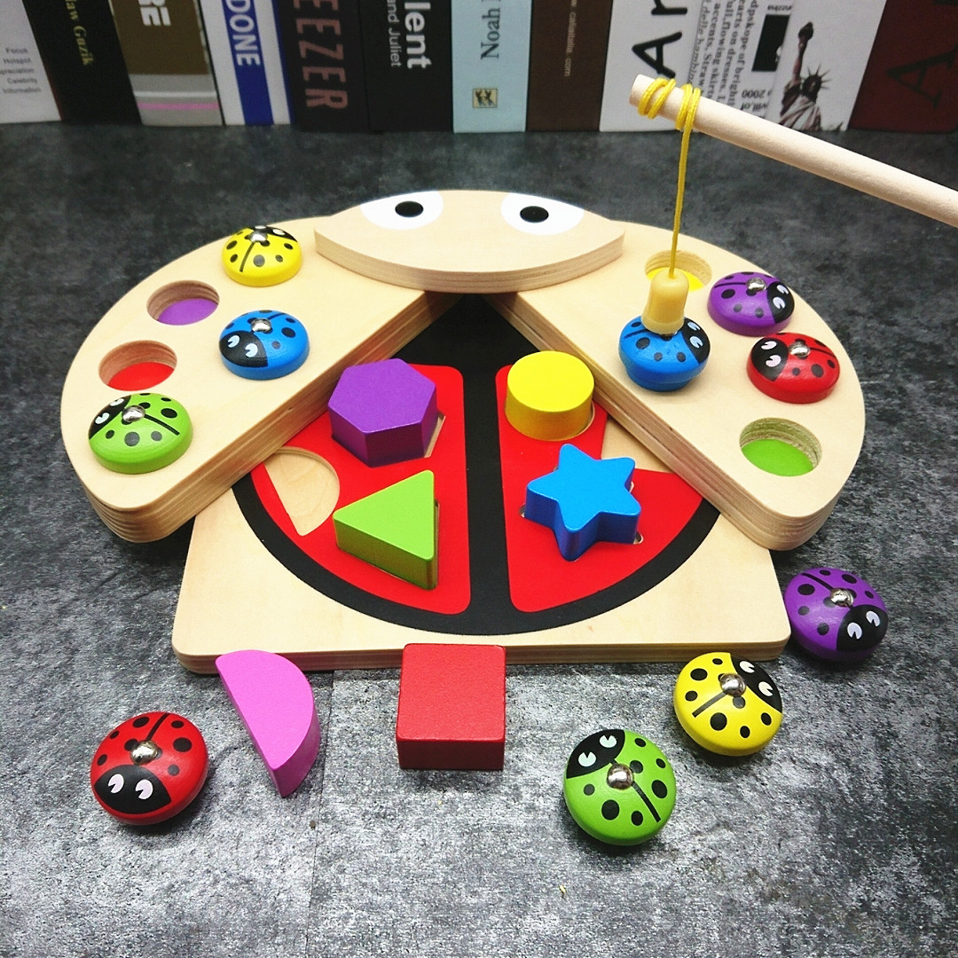 Children Meng's early education Puzzle Multifunction magnetic fishing toy 0-1-3-year-old baby catch the worm game male girl