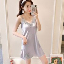 Sexy Sleepwear Woman Enchanted Ice Silk Beauty Backlace Sleepiness Sleeping Dress Fire Horseradis short Love Flirting Woman Lingerie Summer Thin