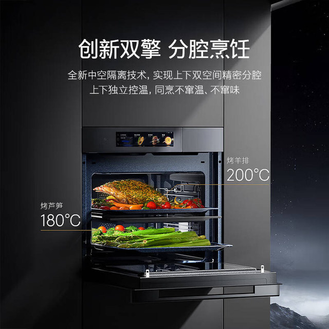 Colmo Integrated Steam and Baking Oven with Separate Cooking Compartments, Independent Temperature Control, 70L Large Capacity, Microwave Linkage Cgtd70