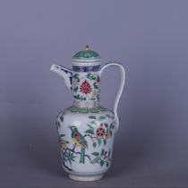 Ming Xuande year ancient color gold flower and bird picture Hulk play old goods Dong antique porcelain study ornaments collection Jingdezhen