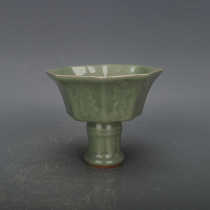 Song Dynasty Longquan Kiln Plum Green Glaze Carved Eight Immortals Goblet Antique Porcelain Toys Collection Old Goods Ornaments