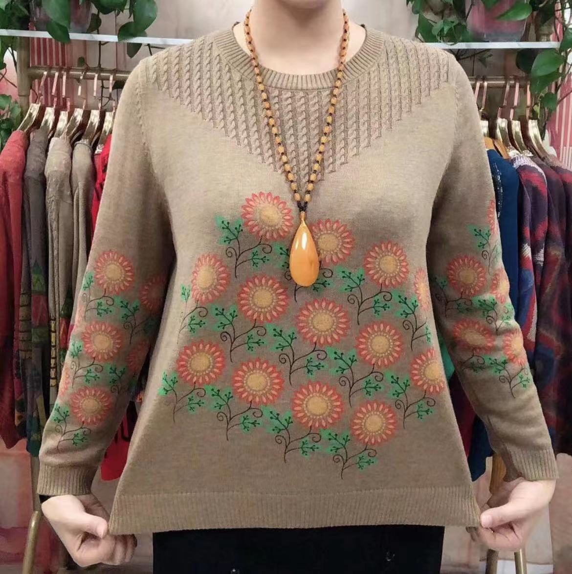 New middle aged mother in spring added to the fashion Accommodative Foreign Pie 100 Hitch Age Comfort Display Slim Fit Needlewear