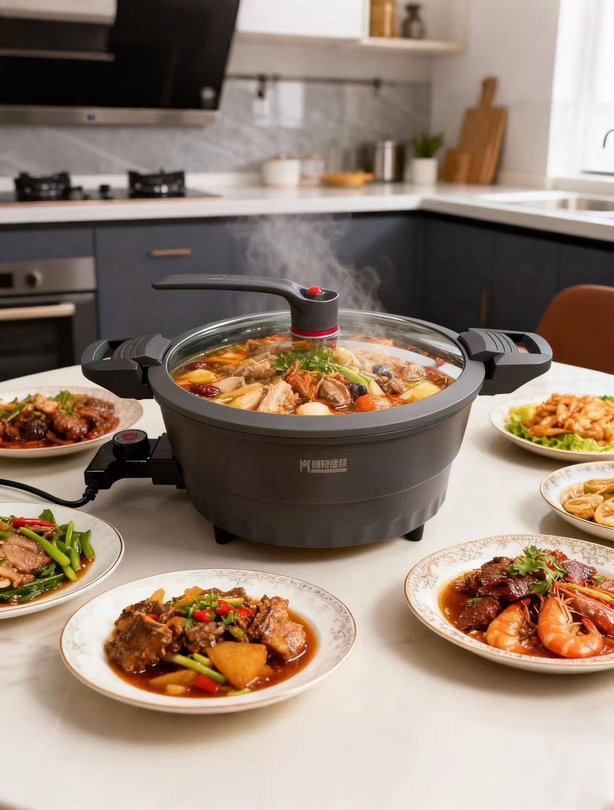 Mette Defei Genuine Titanium Non-Coated Multifunctional Electronic Micro-Pressure Cooker Non-Stick Pan No Oil Smoke Steaming Cooking Stewing Frying Wok