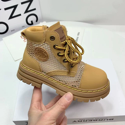 Martens, летние дышащие детские тонкие короткие сапоги в английском стиле, летние ботинки, в британском стиле