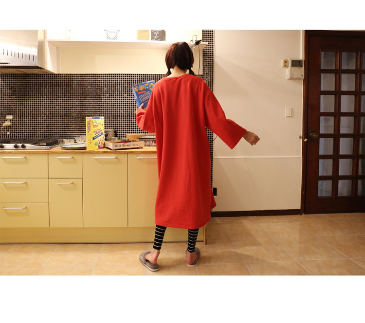 Váy ngủ dài tay nữ mùa xuân và mùa thu cotton dài Phần phiên bản Hàn Quốc XL lỏng học sinh có thể mặc đồ ngủ mùa đông phục vụ tại nhà váy ngủ cao cấp