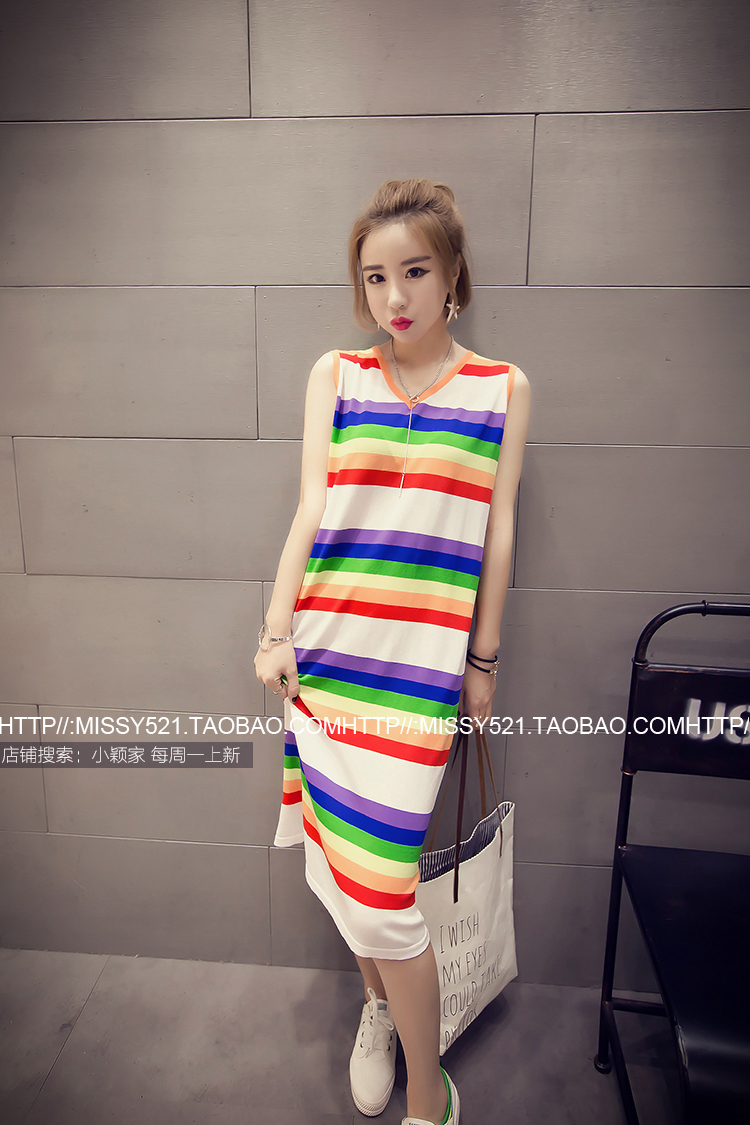 Bộ đồ ngủ mùa hè dành cho nữ mùa hè Phiên bản Hàn Quốc của các sinh viên dễ thương mới thả lỏng kích thước lớn tay ngắn phần dài dịch vụ tại nhà mùa hè váy sát nách