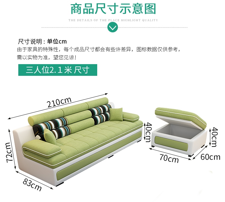 sofa vải hiện đại nhỏ gọn căn hộ nhỏ sofa phòng khách đồ nội thất đơn giản rửa ba chữ số kết hợp Busha - Ghế sô pha ghế sofa giường kéo