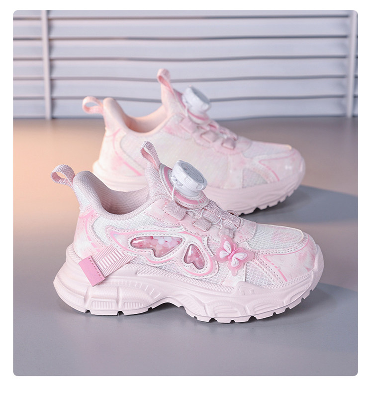 Babudou Girls' Shoes with Rotating Buttons, New Autumn and Winter Models, Breathable Double Mesh, Lightweight Girls' and Kidsren's Shoes, Sports Shoes — 17