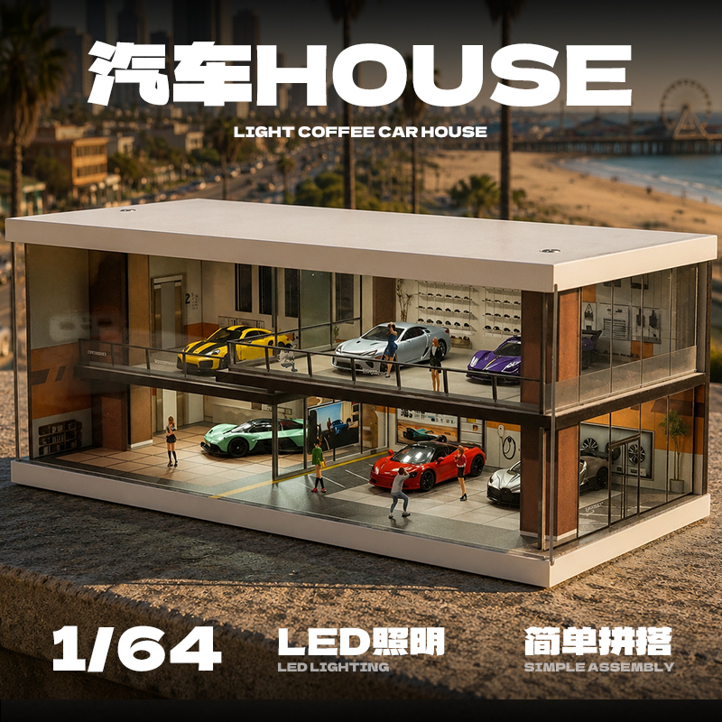 1:64 Scale Car Model Double-Decker Showroom Bar Garage Simulation Scene Car Model Storage Dustproof Hot Wheels Minigt 1:64 Scale Car Model Double-Decker Showroom Bar Garage Simulation Scene Car Model Storage Dustproof Hot Wheels Minigt