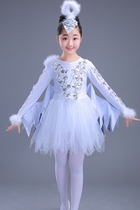 Childrens animal performance costumes peacock dance costumes chick bird dance costumes girls little white feather dance costumes