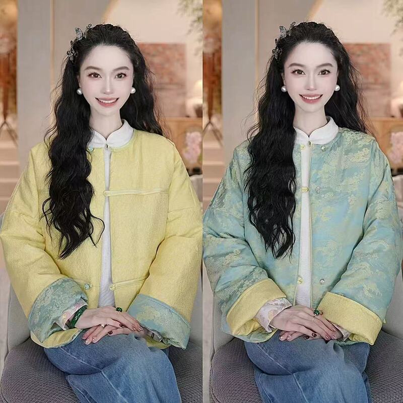 New Chinese-Style down Jacket for Women 2025 Winter New Model Lightweight Warm Fashionable Slimming Elegant National Style Reversible Coat