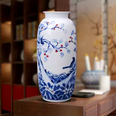 Jingdezhen ceramic large vase hand-painted blue and white modern high-end living room TV cabinet decoration collection certificate
