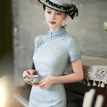 High-end mulberry silk cheongsam for women 2024 new summer temperament Republic of China retro style big-name silk long style high-end sense