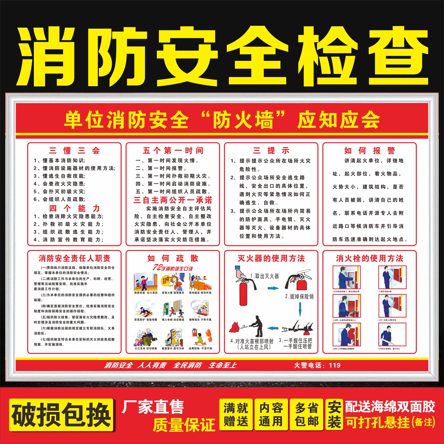 Fire Safety Three autonomous two open and one bearing shall know three sensible three-prompt fire inspection bulletin board