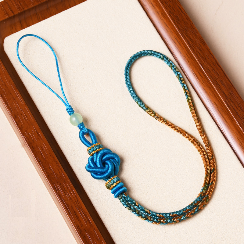 Hand-Woven Key Pendant Keychain Couple Exquisite Mandala Knot Mobile Phone Lanyard Wrist Lanyard Anti-Lost Chain