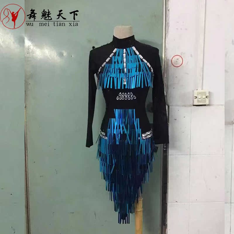 Order a dance charm Latin dance professional performances competition clothing female new long sleeve exercise dress