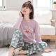 Đồ ngủ nữ mùa thu cotton dài tay phần mỏng cotton Phiên bản Hàn Quốc của mùa thu và mùa đông lỏng lẻo có thể được mặc bên ngoài dịch vụ gia đình phù hợp với hai mảnh bộ đôi cho nam nữ