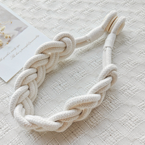 A pair of curtain straps hand-woven rope white gauze French tie light luxury high-end living room curtain magnetic buckle