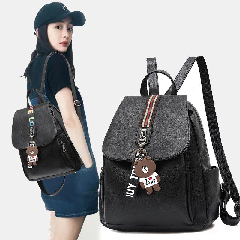 Hong Kong Fashion Ladies Double Shoulder Bag New Korean Version 100 Hitch Bag Soft Leather Casual Fashion Travel Mini Bag