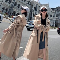 Hong Kong trench coat women's long knee-length autumn new 2020 fashion women's Korean version of loose thin coat tide