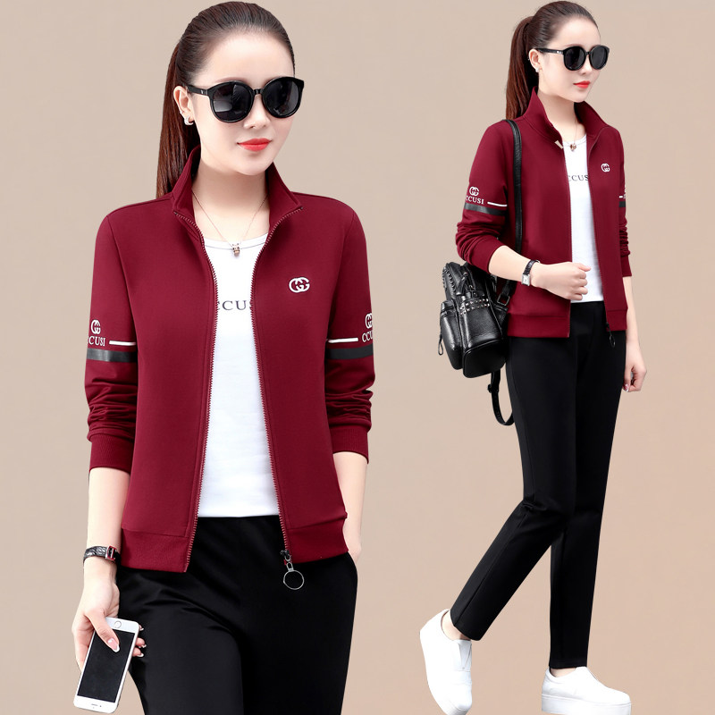Hong Kong sportswear three sets of women's spring and autumn 2021 new fashion majors slim loose casual Three-style suits
