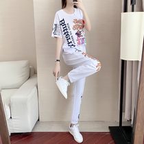 Hong Kong White Sports Casual Summer 2022 new fashion loose hip hop short sleeves two tides