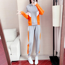 Hong Kong fashion sports suit women 2021 new skinny gas color color color color jacket two pieces