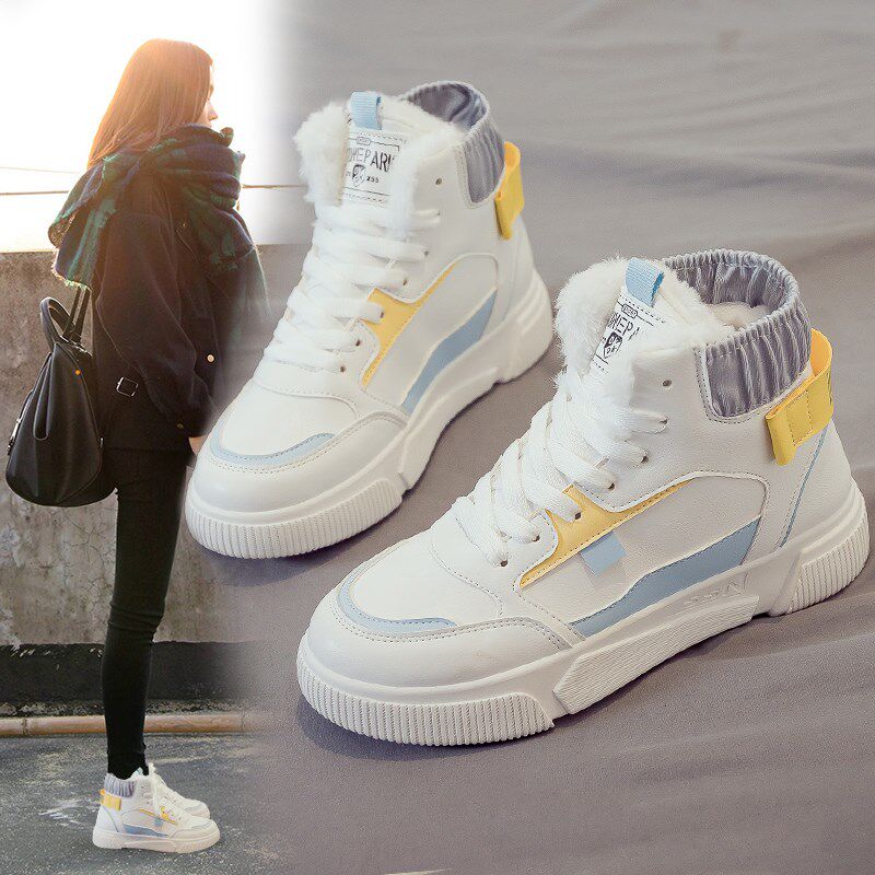 Hong Kong Autumn Winter New Martin Boots Women Shoes 100 Hitch High Cylinder Small White Shoes Thick Bottom Woman Boots Glint Warm Cotton Shoes