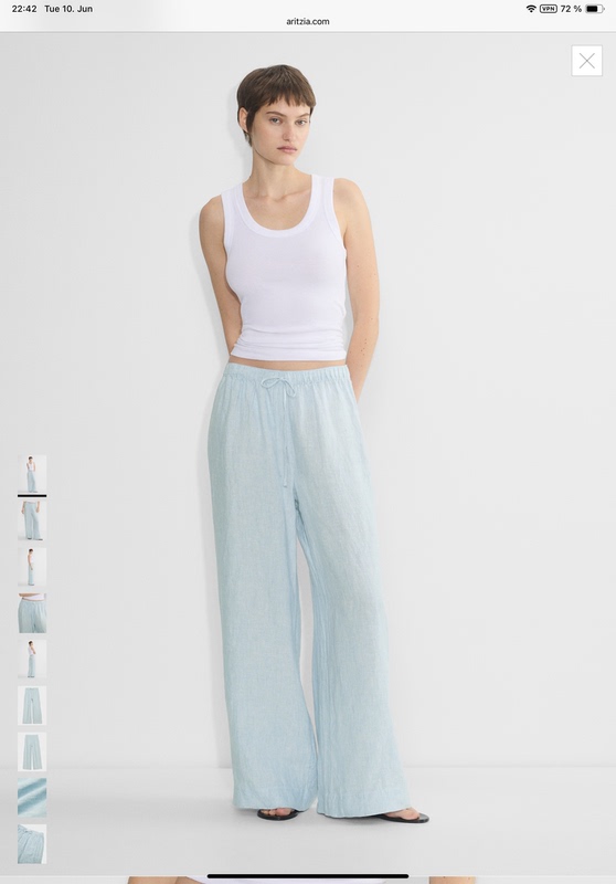 Aritzia Little Moon Old Money Classic 100% Linen Pants Imported European Linen Rain Dew Linen 125005