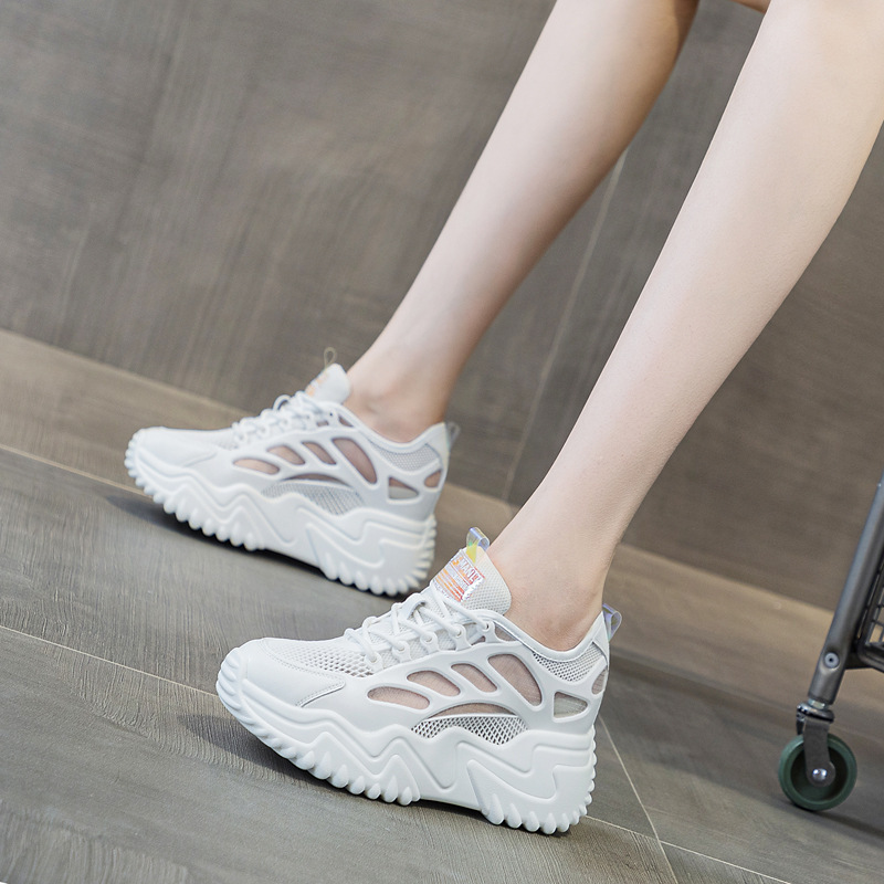 Thick-Soled Shoes for Small People to Increase Height by 8cm, Spring and Summer Casual White Shoes, Breathable Mesh Dad Shoes, New Lightweight Sports Shoes
