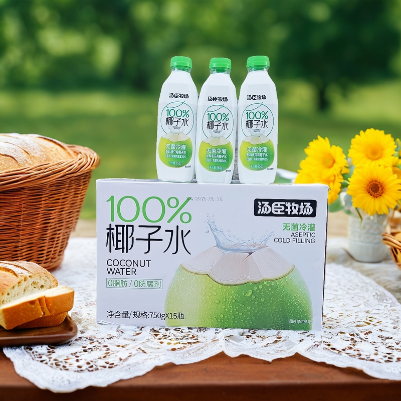 New Date May: Tomson Ranch Sterile Cold-Pressed Large-Capacity 100% Coconut Water for Sports Hydration 750g