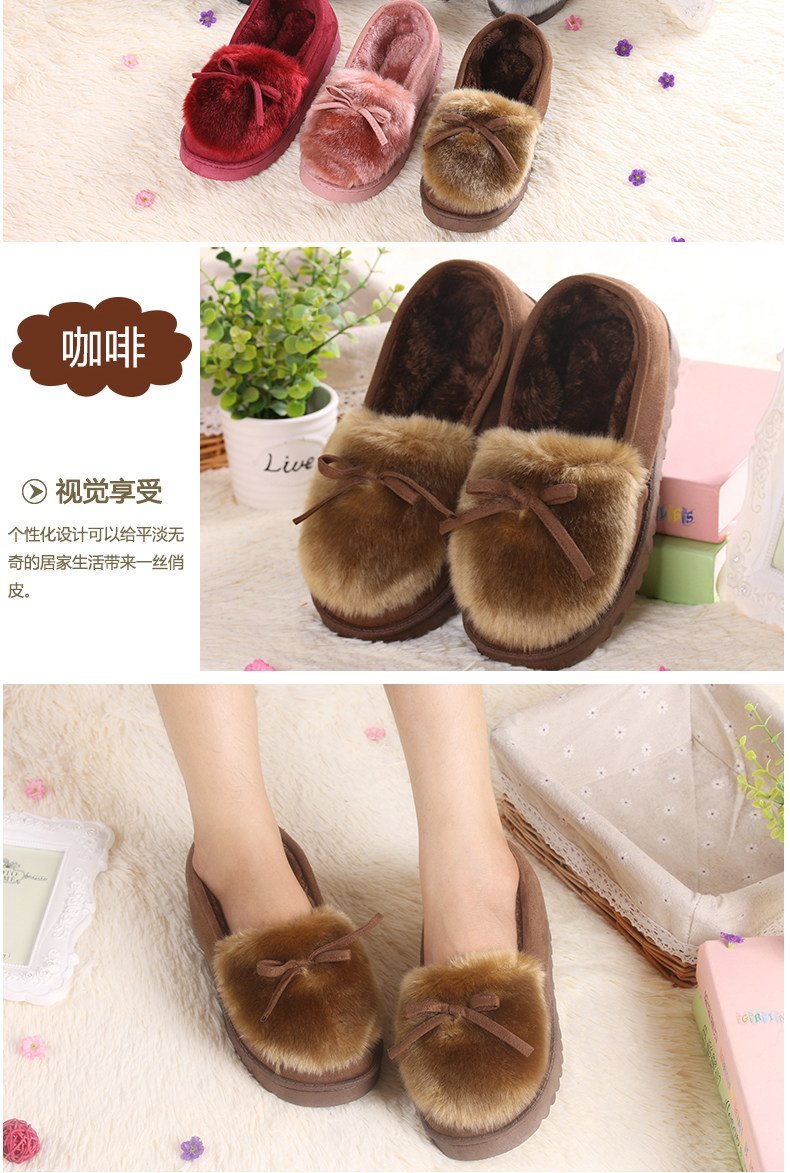 Mùa đông tất cả dép bông bao gồm giày đậu Hà Lan ấm áp không trơn trượt cộng với giày nhung cotton dày tóc kéo tuyết dép nữ thời trang