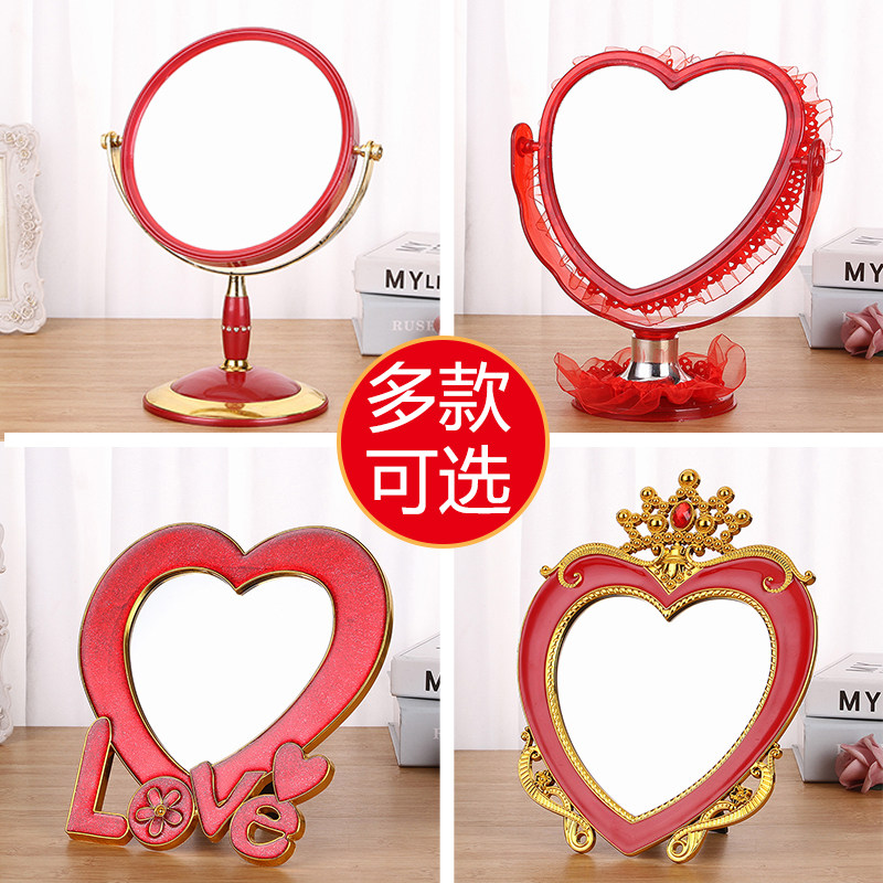 Wedding Supplies Marriage Mirrors Small Waist Mirror Bride Makeup Mirror Red Makeup Desktop Newcomer Accompany Dowry Props
