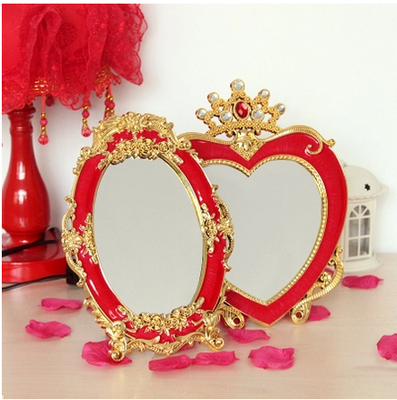 Wedding Clothing Bride Dowry Red Peach Hearts Wedding Make-up Bench Makeup Mirror Newcomer Props