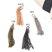 Bag decoration Hanging clock Metal chain Handmade tassel decoration Retro accessories Long tassel small accessories