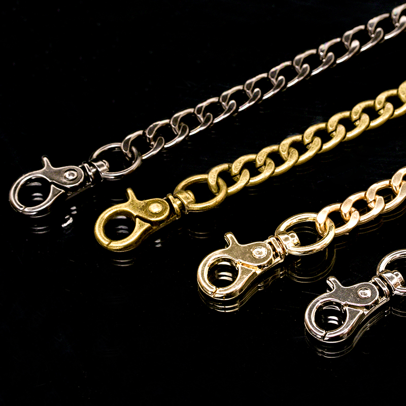 High-end Chain Flat Chain Women Bag DIY Ornament Accessories Metal Necklace Shoulder Bag With Chain Slanted Satchel Silver Chain Gold Gun Ancient Copper