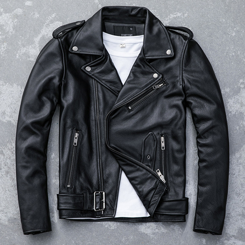 Anti-season pick up missing head layer of cow leather leather leather clothing male dermis Leather Collar Riding Locomotive Clothing Belt jacket clear stock