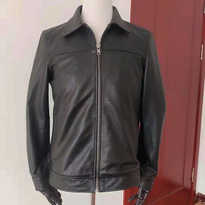 Headlayer cow leather leather leather clothing male pure leather jacket capsized jacket minimalist locomotive men's factory pick up missed single coat