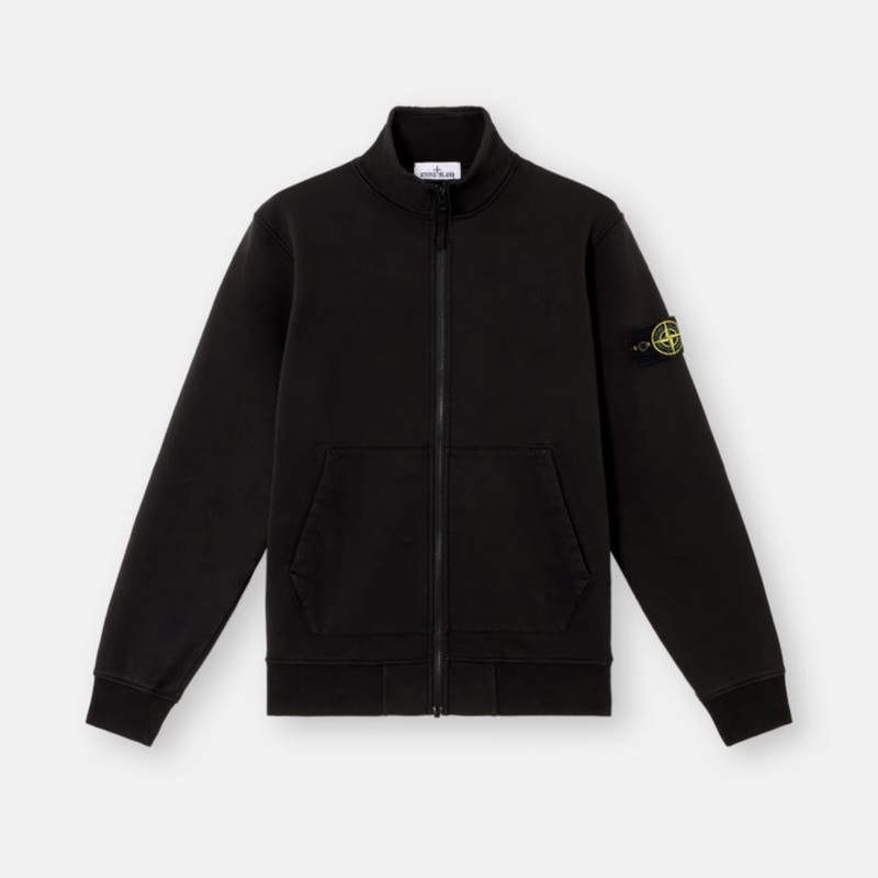 [26 New Styles] Stone Island Pure Cotton Stand-Up Collar Zipper Sweatshirt Black