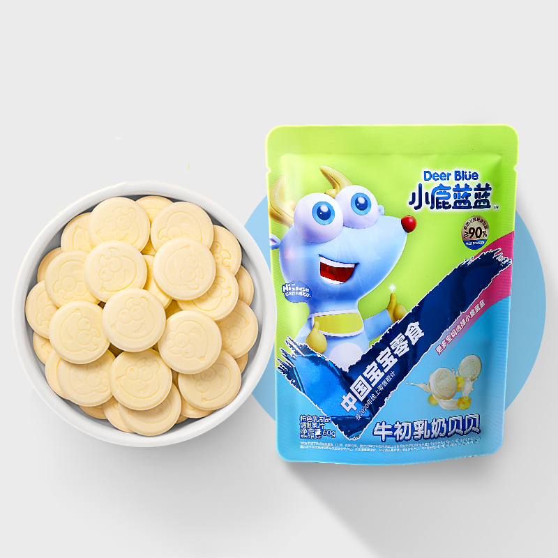 小鹿蓝蓝牛初乳奶贝贝儿童零食儿童磨牙奶片60g×2袋