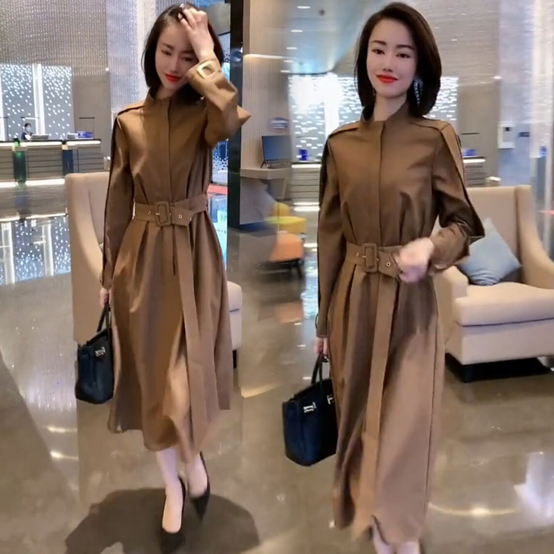 Trendy Internet-Famous Long-Sleeve Dress for Women, Autumn and Winter 2024 New Style, Elegant and Sophisticated Mid-Length Dress