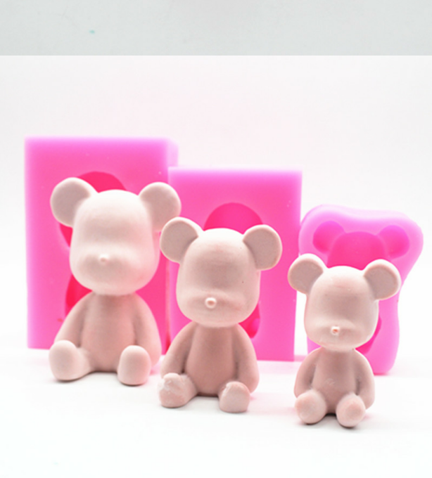 Tự làm bánh trang trí khuôn bạo lực gấu hương liệu đầu ra clip Khuôn khuôn sô cô la Silicone Khuôn xà phòng - Tự làm khuôn nướng khuôn bánh flan